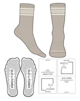 The Crew Sock - Tan - Slo x Form - Front & Checkered Stripe - Transparent Triangle Grip - Off White