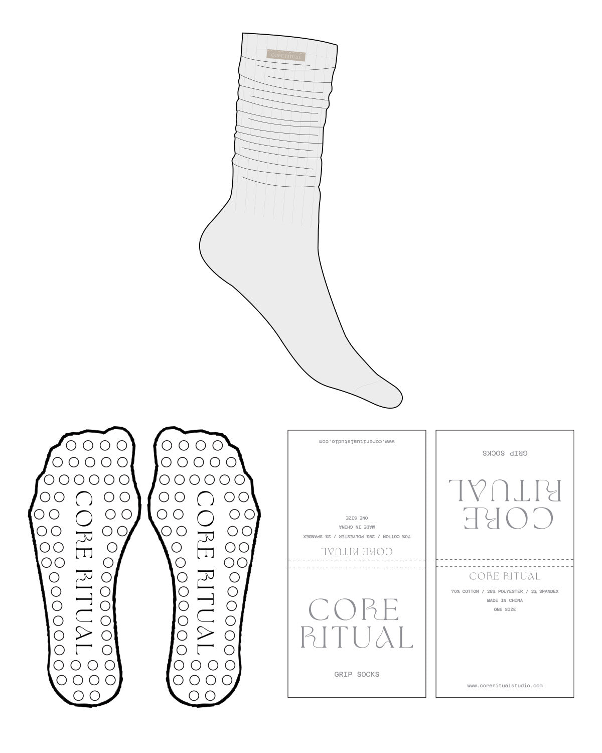 The Slouch Sock - Heather - Core Ritual - Ankle & Translucent Circle Grip - Sew