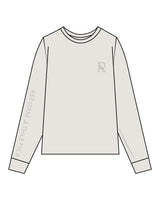 The Womens Heavyweight Long Sleeve - Washed Bone - Reform Athletica - Right Sleeve - Left Chest - R - Tone on Tone