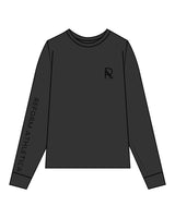 The Womens Heavyweight Long Sleeve - Washed Black - Reform Athletica - Right Sleeve - Left Chest - R - Black