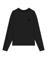 The Womens Oversized Long Sleeve - Black - Reform Athletica - Right Sleeve - Left Chest - R - Tone on Tone