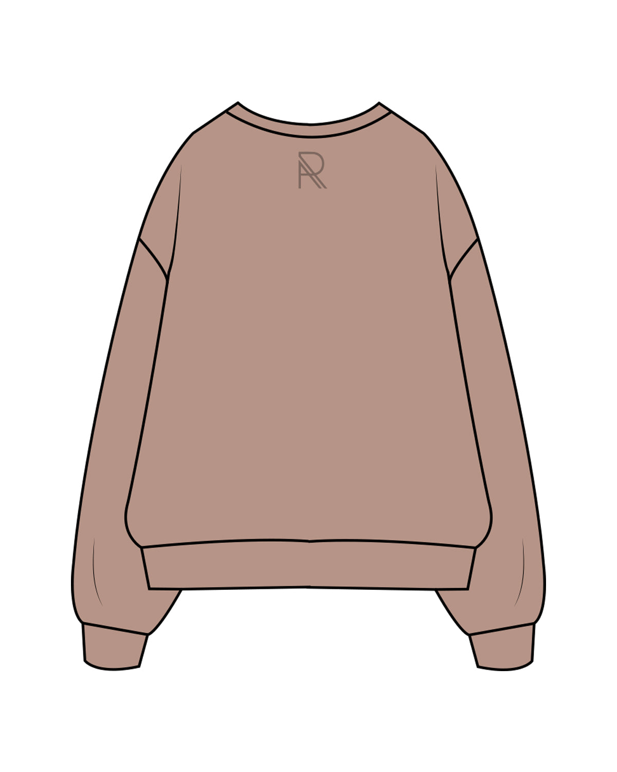 The Womens Crewneck - Clay - Reform Athletica - Center Chest & Back Neckline - R - Tone on Tone