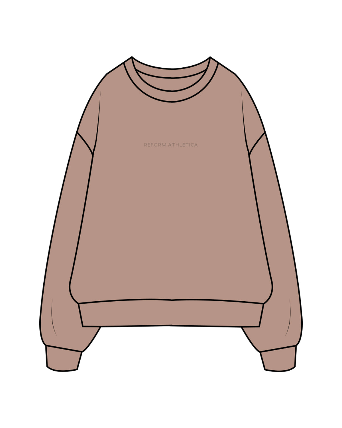 The Womens Crewneck - Clay - Reform Athletica - Center Chest & Back Neckline - R - Tone on Tone