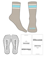 The Crew Sock - Tan - Instaphysiques - "3 Strips" - Front Logo "INSTA" - Full Color - Triangle Shape Grip - Transparent