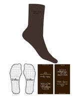 The Crew Sock - Brown - Willow Gripwear - Top Logo Stacked - EMB - Flat Ribbing - Dark Espresso - Circle Grip - Transparent