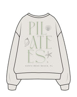 The Womens Crewneck - Washed Bone - Treadformer 30A - Chest Stacked - Back Stacked - Full Color