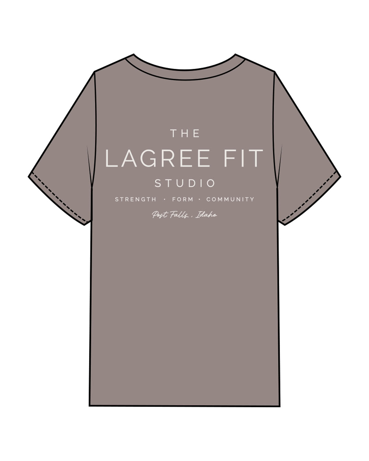 The Mens Heavyweight Tee - Washed Gray - Lagree Fit Studio - Left Chest & Back Stacked - Printed - Bone
