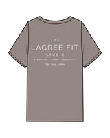 The Mens Heavyweight Tee - Washed Gray - Lagree Fit Studio - Left Chest & Back Stacked - Printed - Bone