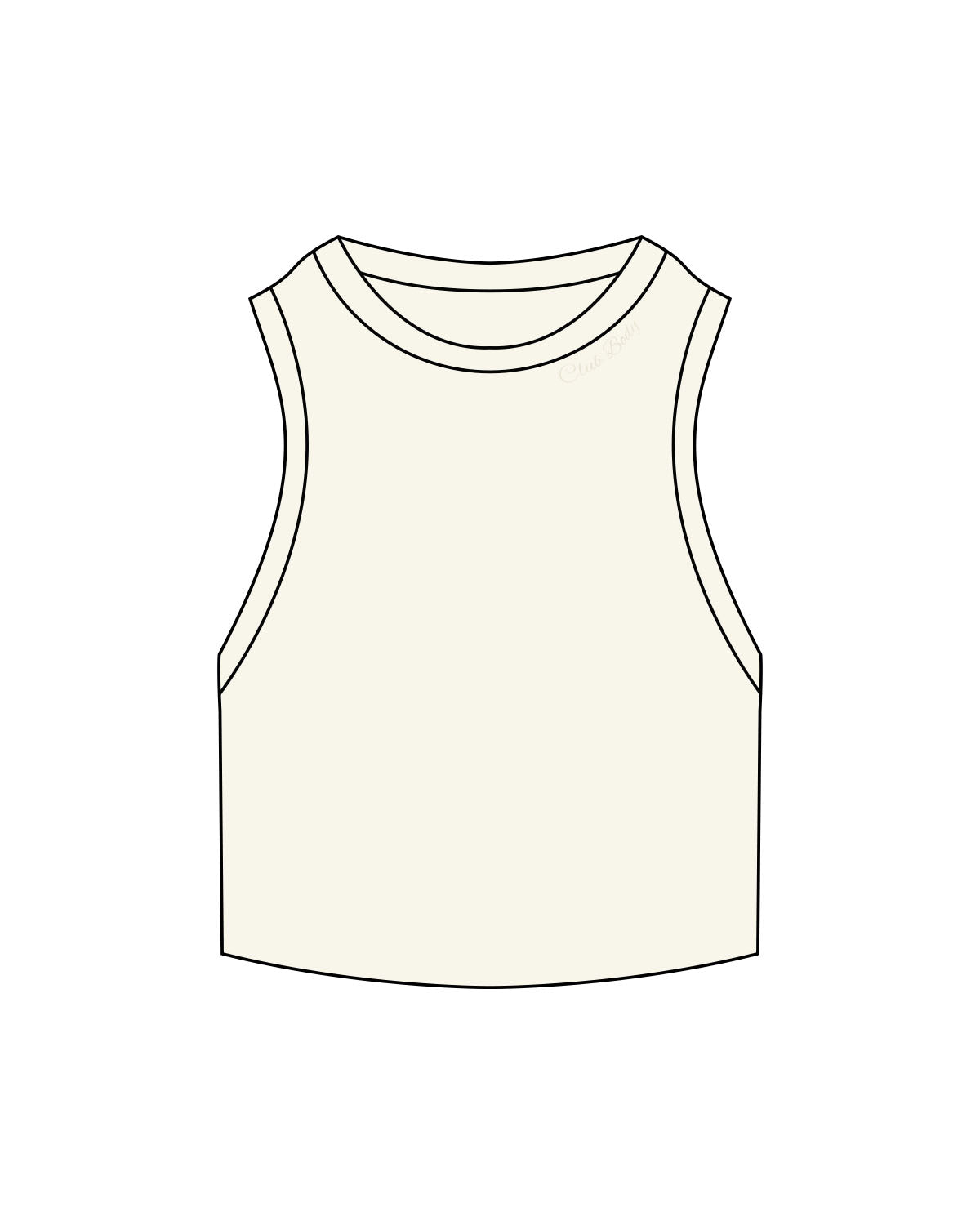 The Ribbed Crop Tank - Off White - Club Body - Left  Neckline - Embroidered - Tone on Tone