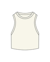 The Ribbed Crop Tank - Off White - Club Body - Left  Neckline - Embroidered - Tone on Tone