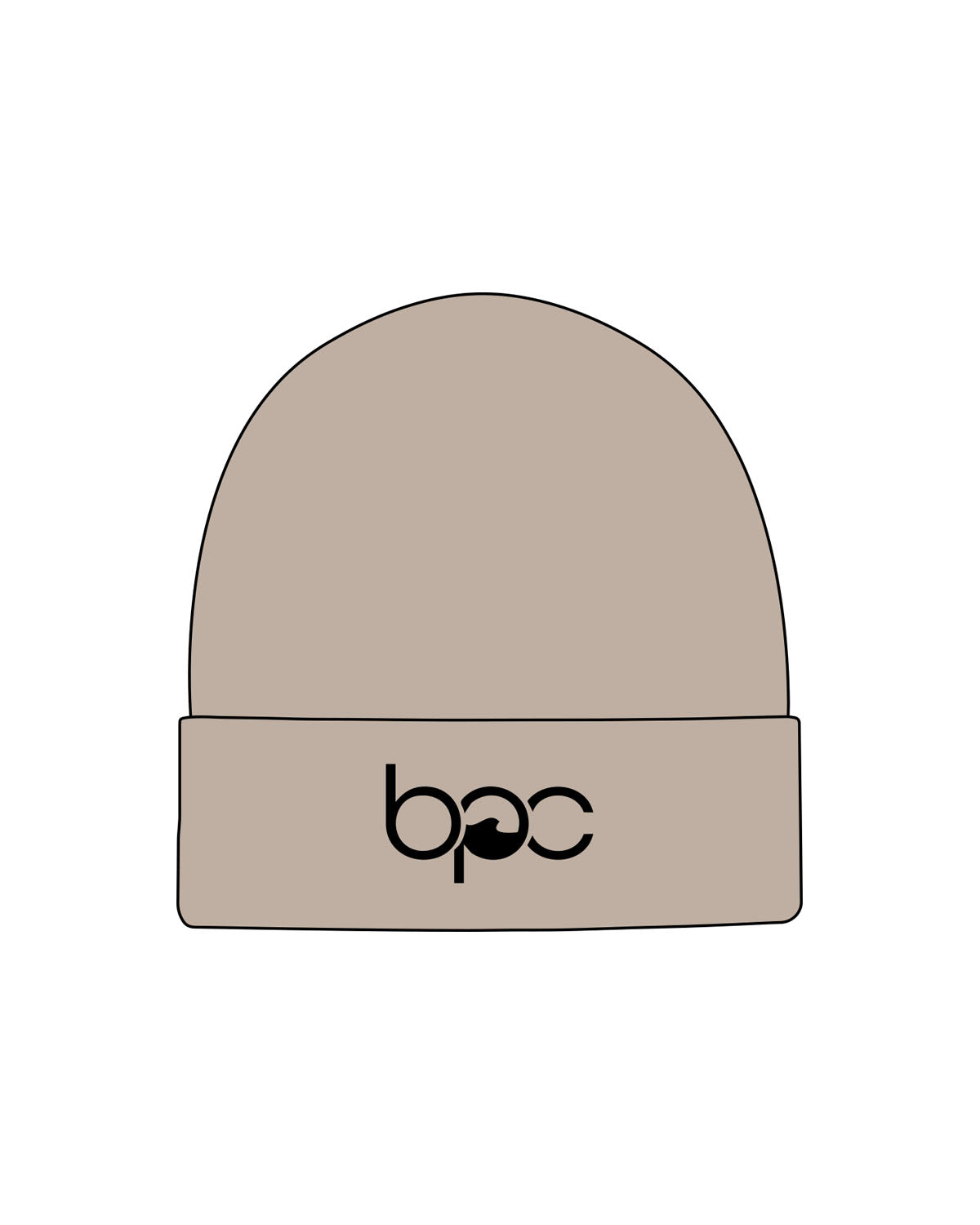 The Beanie - Mushroom - Baxter Pacific - Center Fold - Embroidered - Black