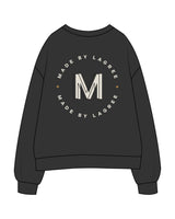 The Mens Crewneck - Washed Black - M.B.Lagree - Center Chest - Cream White - Back Center - Printed - Full Color