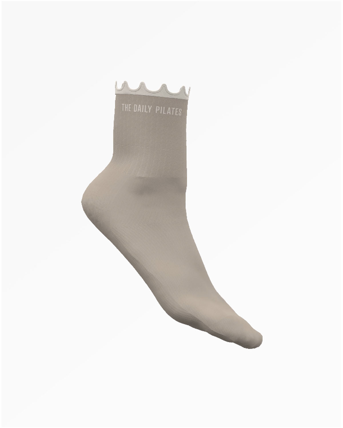 The Daily Pilates 3/4 Crew Sock - Oat Milk - Ruffle