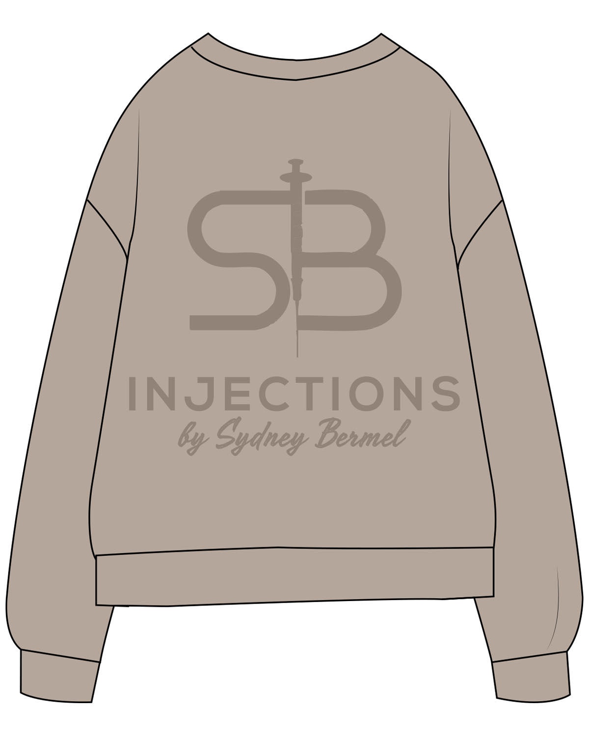 The Midweight Unisex Crewneck - Washed Cement - Injections by SB - Left Chest & Back Stacked - Printed - Tone on Tone