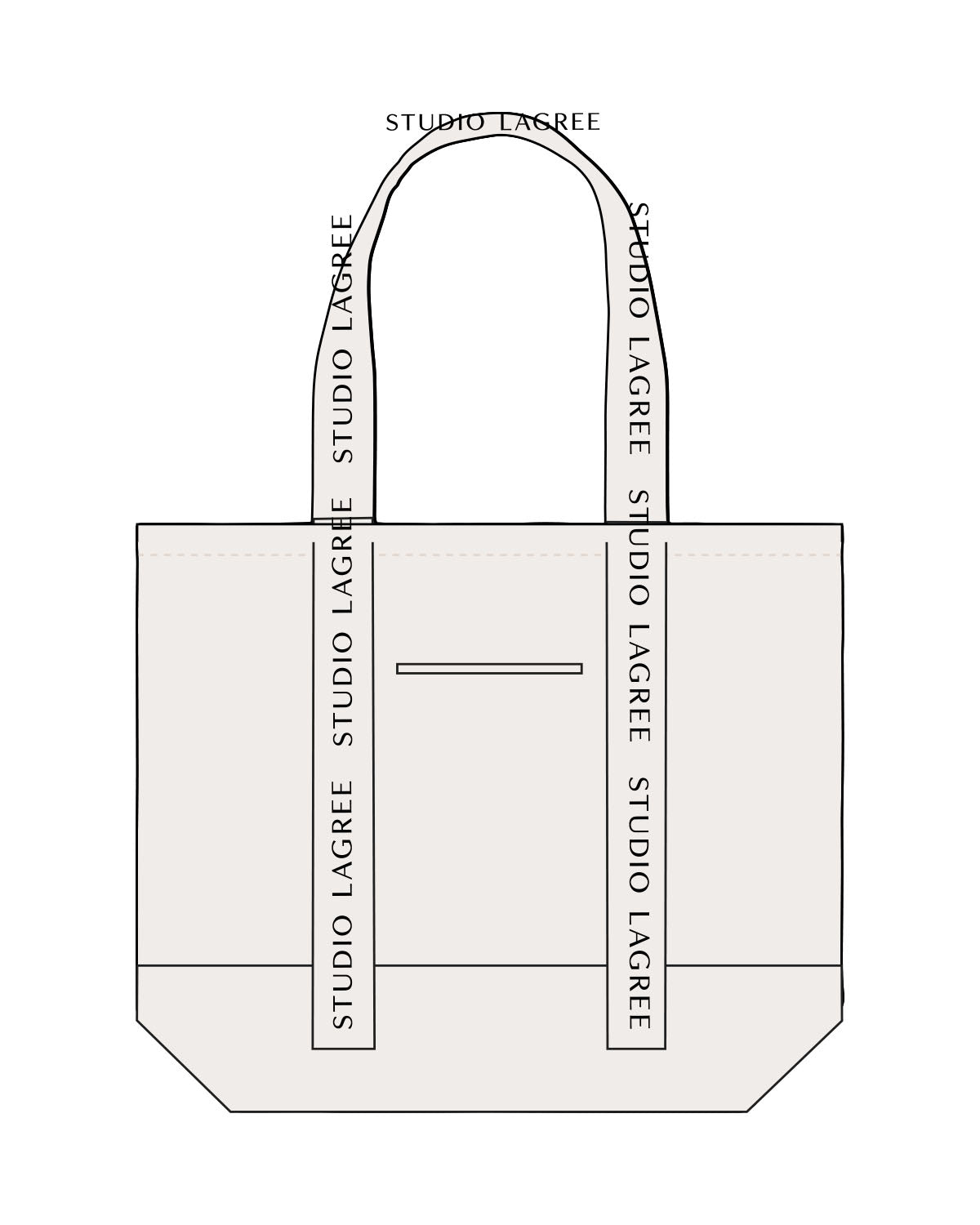 The Logo Strap Tote - Natural - Studio Lagree - Strap Logo - Printed - Black