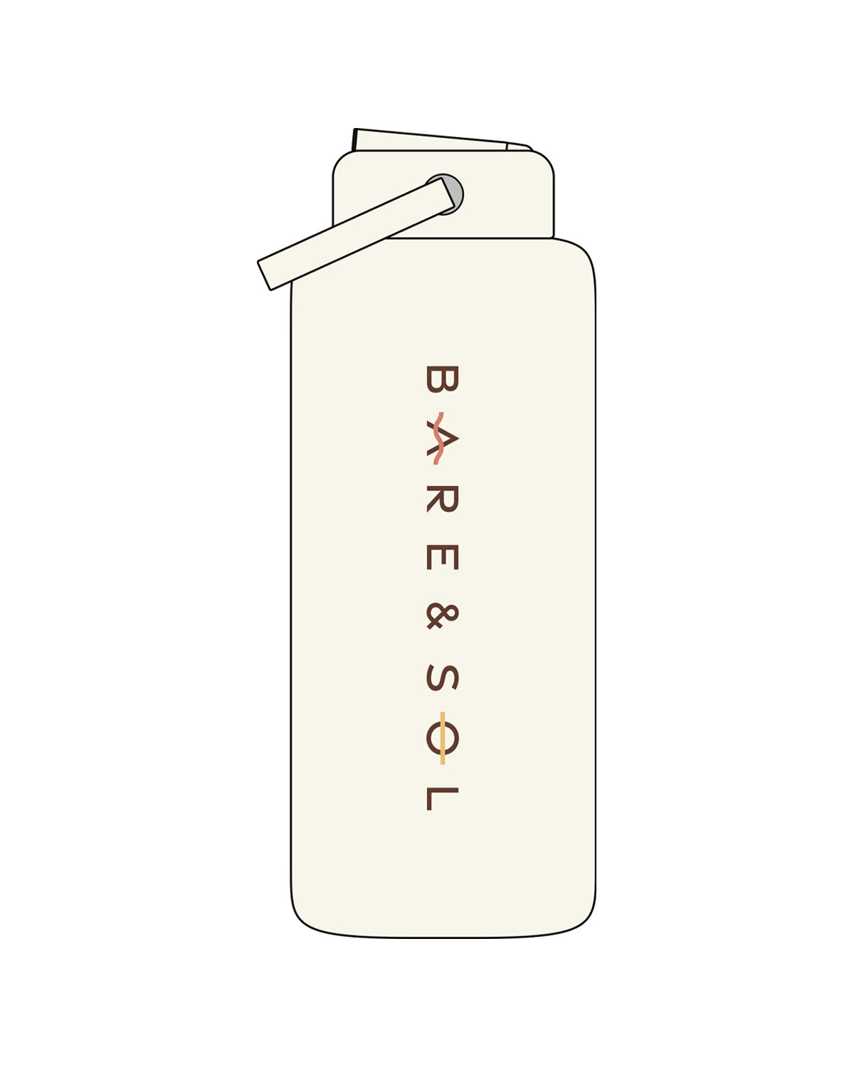 The Wide Mouth Water Bottle - Off White - Bare&Sol - Center - Printed - Full Color