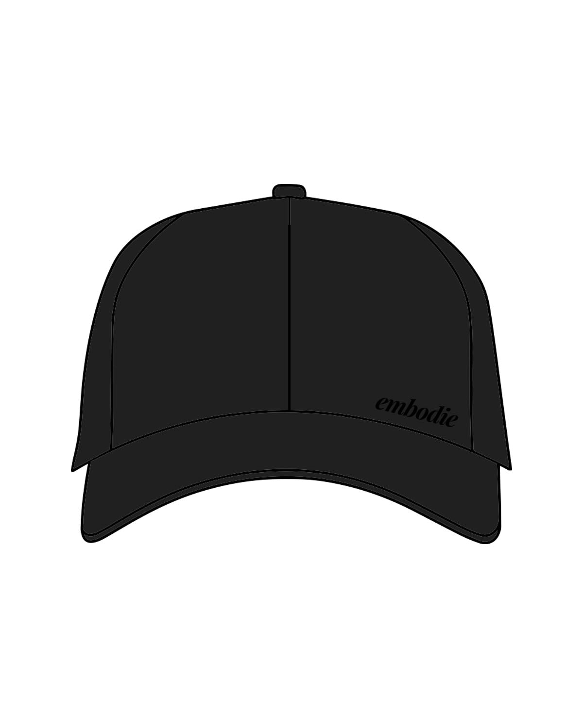 The Dad Hat - Black - Embodie - Left Bottom Crown - "embodie" Logo - Embroidered - Tone on Tone