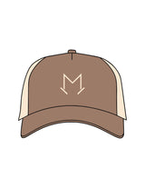 The 5 Panel Trucker Hat - Brown / Khaki - MegaCorps - Center Crown - Embroidered - Khaki
