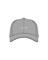 The Performance Hat - Gray - Movement Pilates Buffalo - Center Crown - Embroidered - White