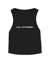The Micro Rib Racer Crop - Black - LVL - Center Chest - Printed - White