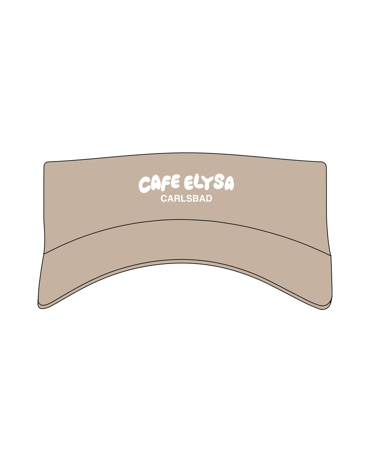 The Visor Hat - Sand - Cafe Elysa - Center Crown - Embroidered - White