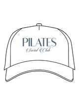 The 5 Panel Trucker Hat - White - Coastal Movement - Crown Stacked - Pilates - Puff - Social Club - Flat - Embroidered - Navy Blue
