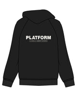 The Womens Zip Hoodie - Black - Platform - Left Chest - Back Center - La Jolla - Liberty Station - Printed - Off White