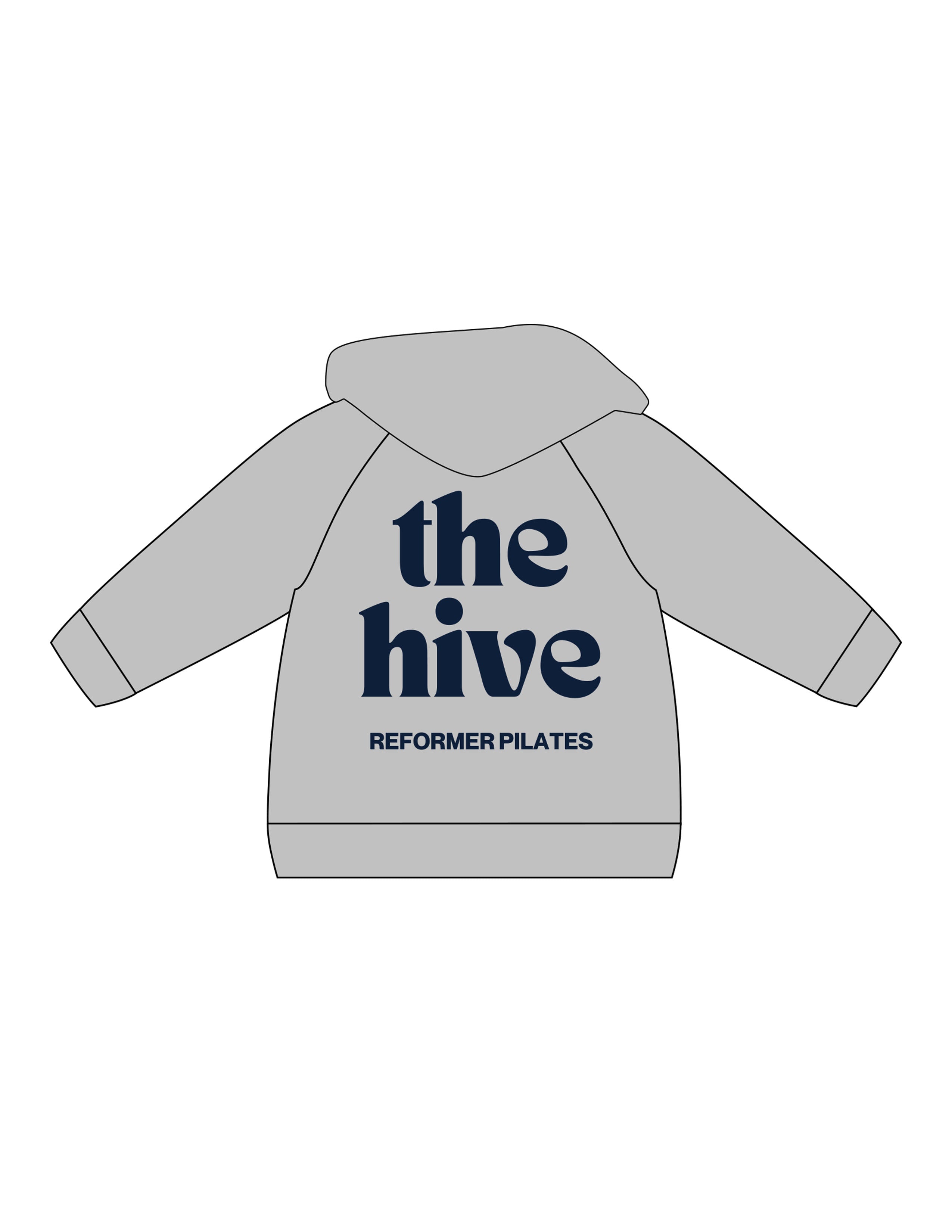 The Kids Hoodie - Heather - The Hive - Left Chest & Back Stacked - Printed - Navy
