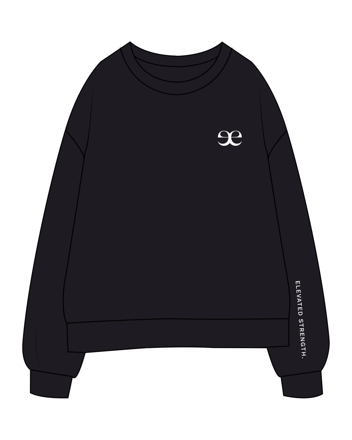 The Mens Crewneck - Ink Blue - Evolve Lagree - Left Chest - Left Sleeve - Printed - White
