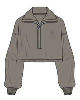The Suede 1/2 Zip - Fossil - Reform Athletica - Left Chest Stacked - Embroidered - Tone on Tone