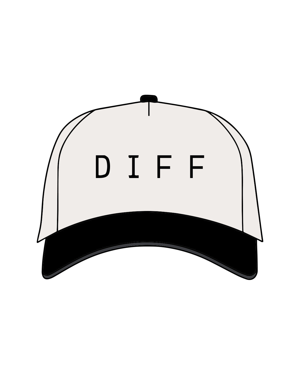 The Canvas Cap - Natural / Black - DiffEyewear - Center Crown - Printed - Black