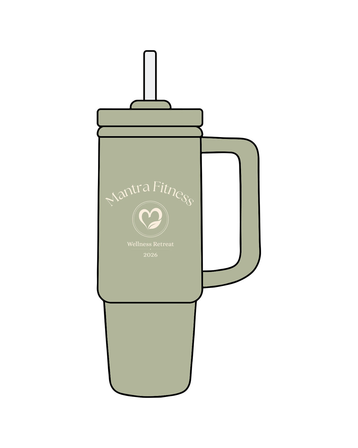 The Tumbler Cup - Pistachio - Mantra  - Center Body - Printed - Cream