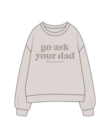The Womens Crewneck - Bone - New Mom School - Center Chest Stacked - Printed - Tone on Tone