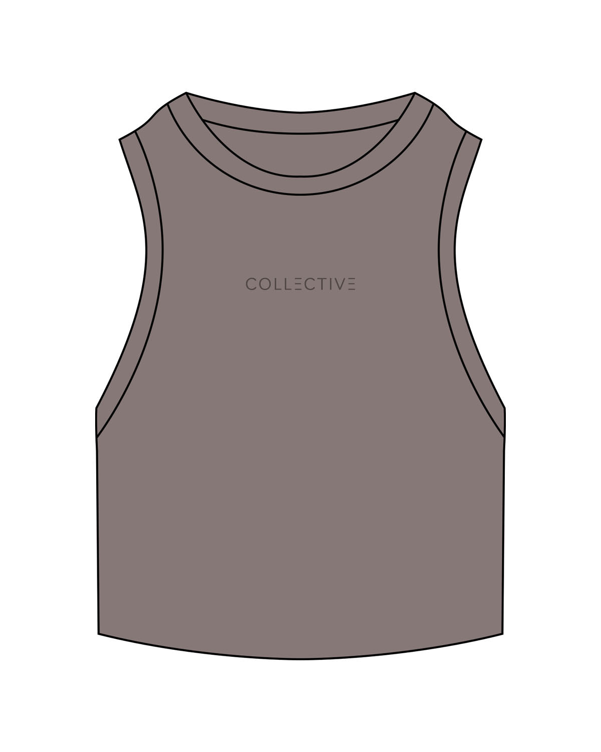 The Ribbed Crop Tank - Washed Gray - Collective Studios - Center Chest - Embroidered - Tone on Tone