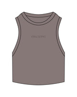 The Ribbed Crop Tank - Washed Gray - Collective Studios - Center Chest - Embroidered - Tone on Tone