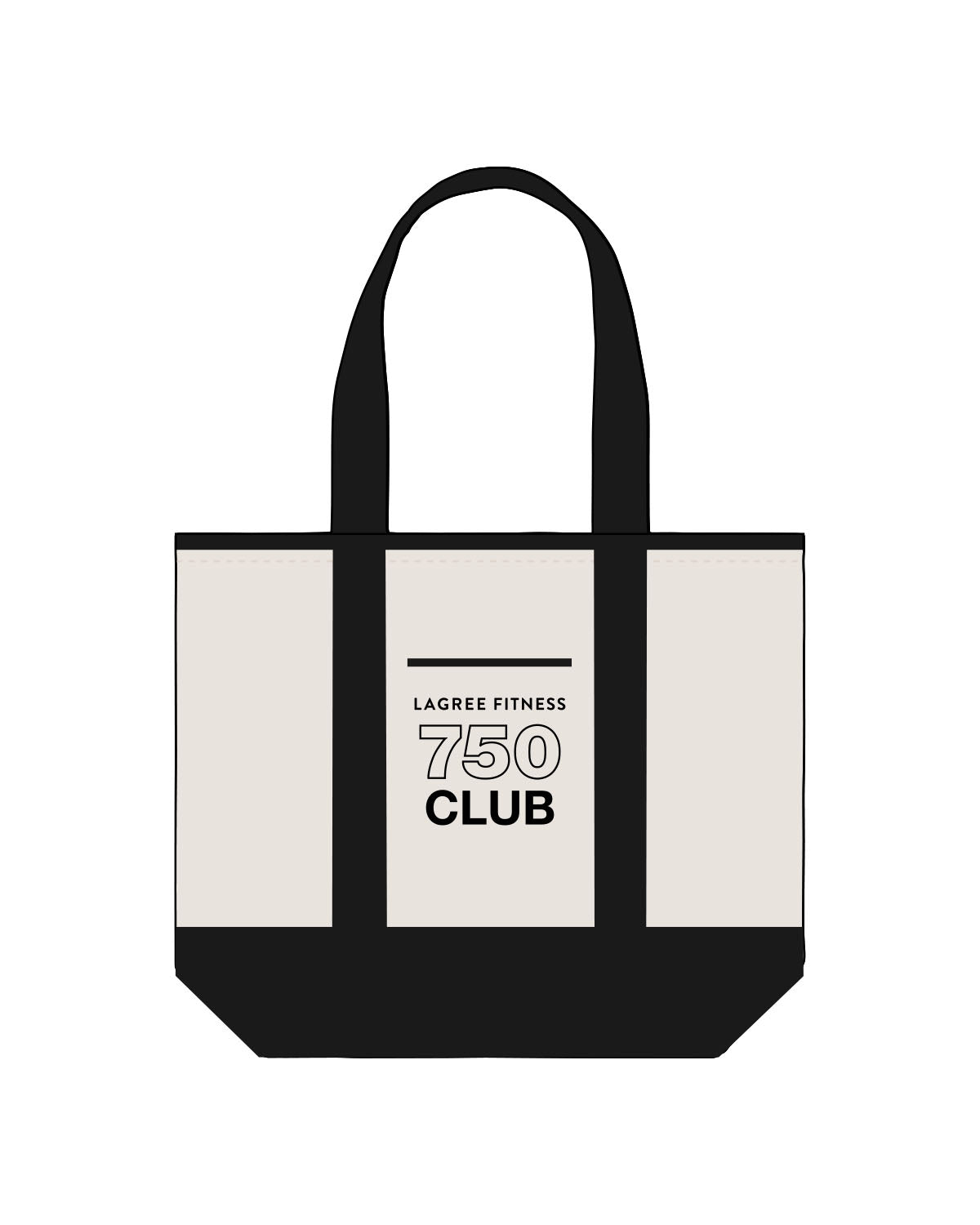 The Contrast Tote Bag - Natural / Black - Lagree Fit Expo 2026 Rewards - Center Body Stacked - Printed - Black