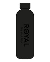 The Water Bottle - Black - Royal Training Club - Front Vertical Text - Printed - Tone on Tone