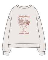 The Womens Crewneck - Bone - Bare Pilates - Left Chest - Back Center - Printed - Full Color