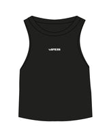 The Micro Rib Racer Crop - Black - NSpiers - Center Chest - Embroidered - White