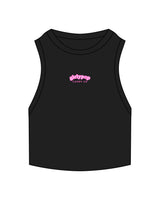 The Ribbed Crop Tank - Black - GirlyPop - Center Chest - Embroidered - Full Color