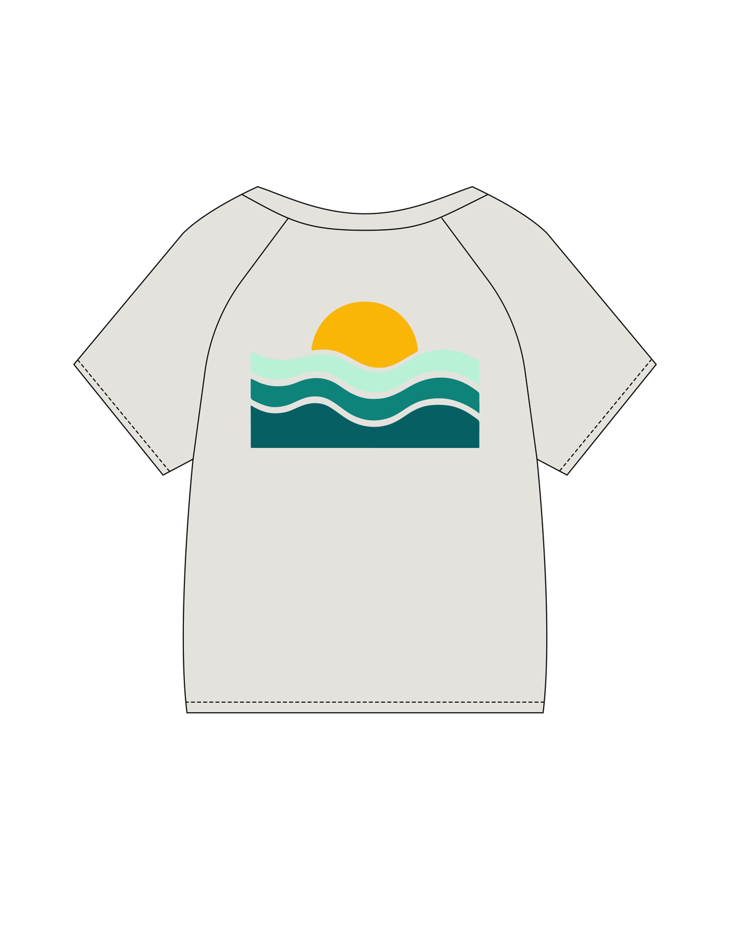 The Kids Heavyweight Tee - Washed Bone - The Cove - Center Chest Arch - Back Center - Printed - Full Color