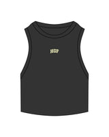 The Ribbed Crop Tank - Washed Black - Higher Ground - Center Chest "HGF" - Embroidered - Full Color