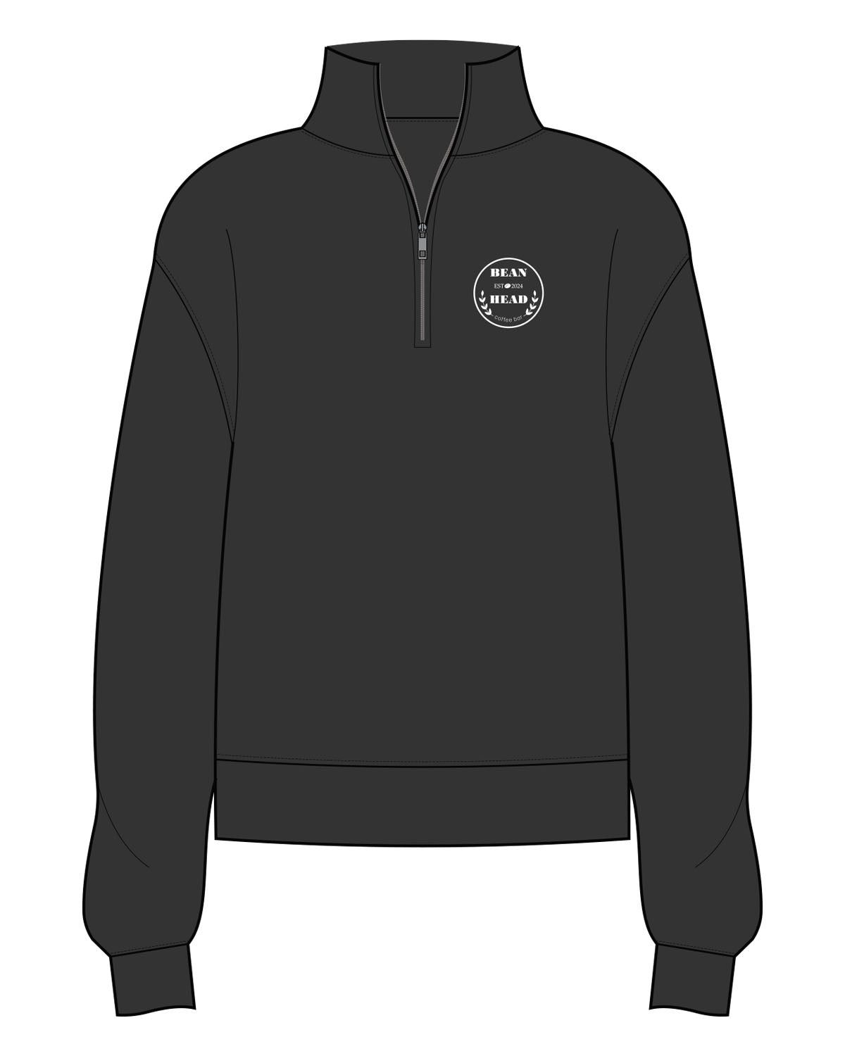 The Mens 1/4 Zip - Washed Black - Bean Head - Left Chest - Embroidered - White