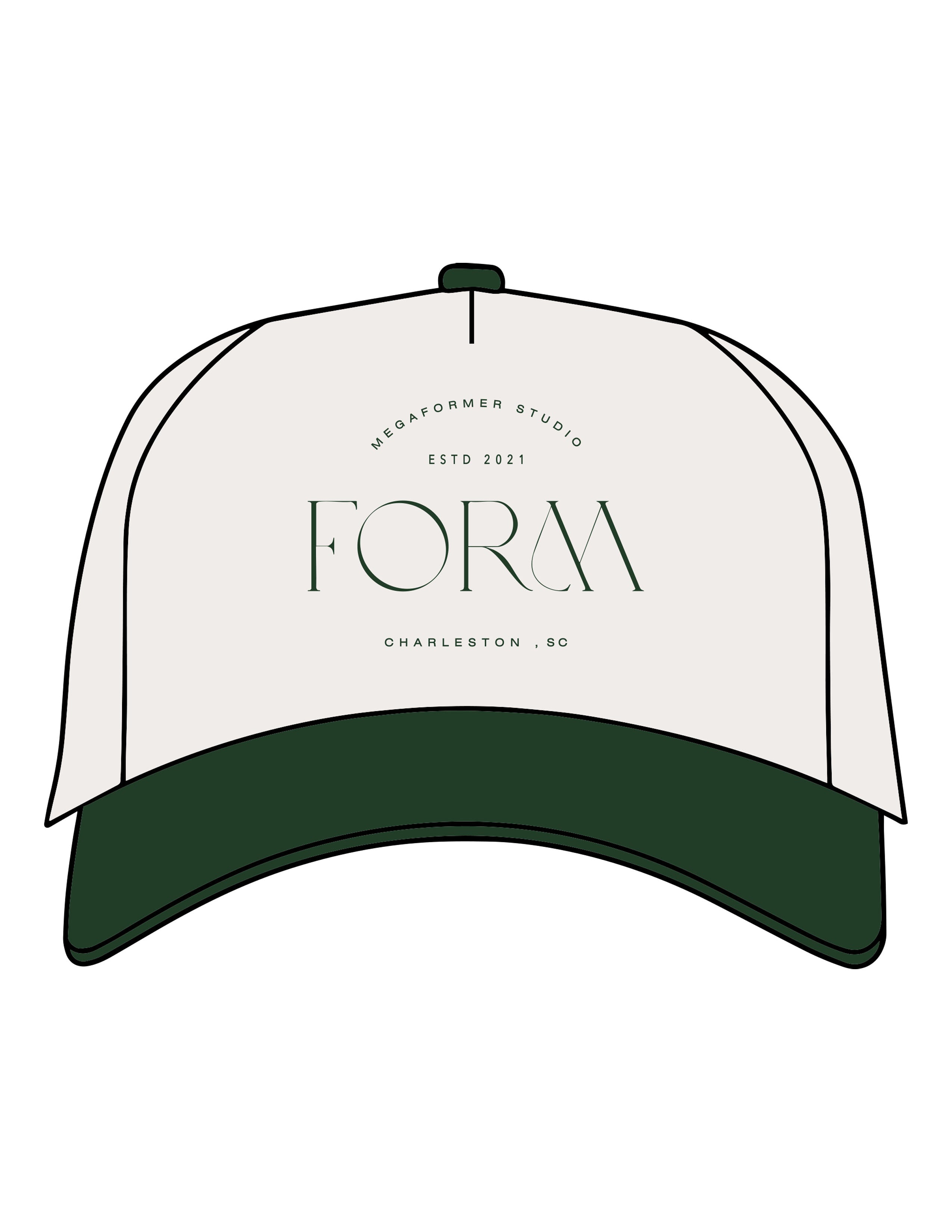 The Canvas Cap - Natural / Forest - Form Charleston - Center Crown Stacked - Printed - Forest