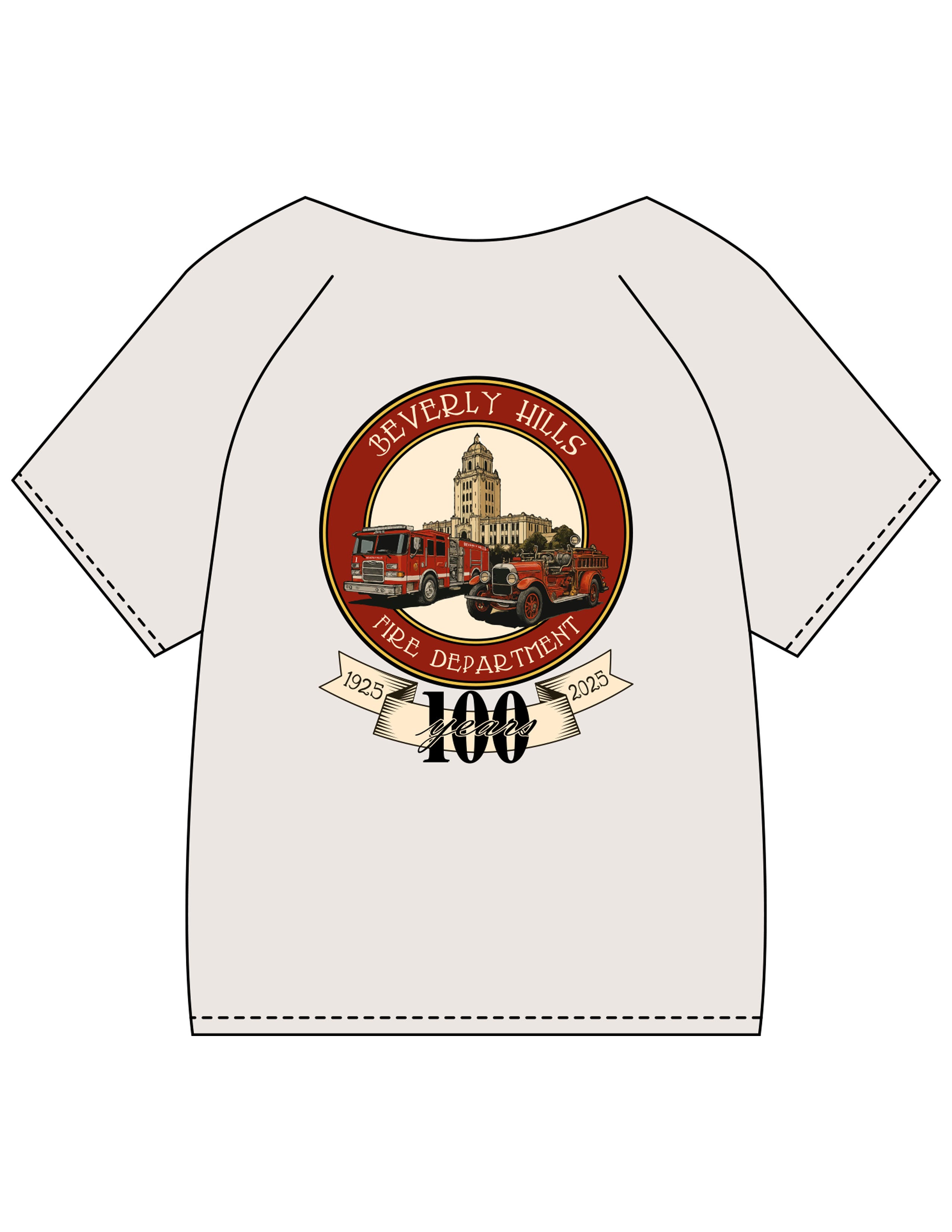 The Kids Tee - Bone - Beverly Hills - Left Chest "100 Year" & Center Back - Printed - Full Color