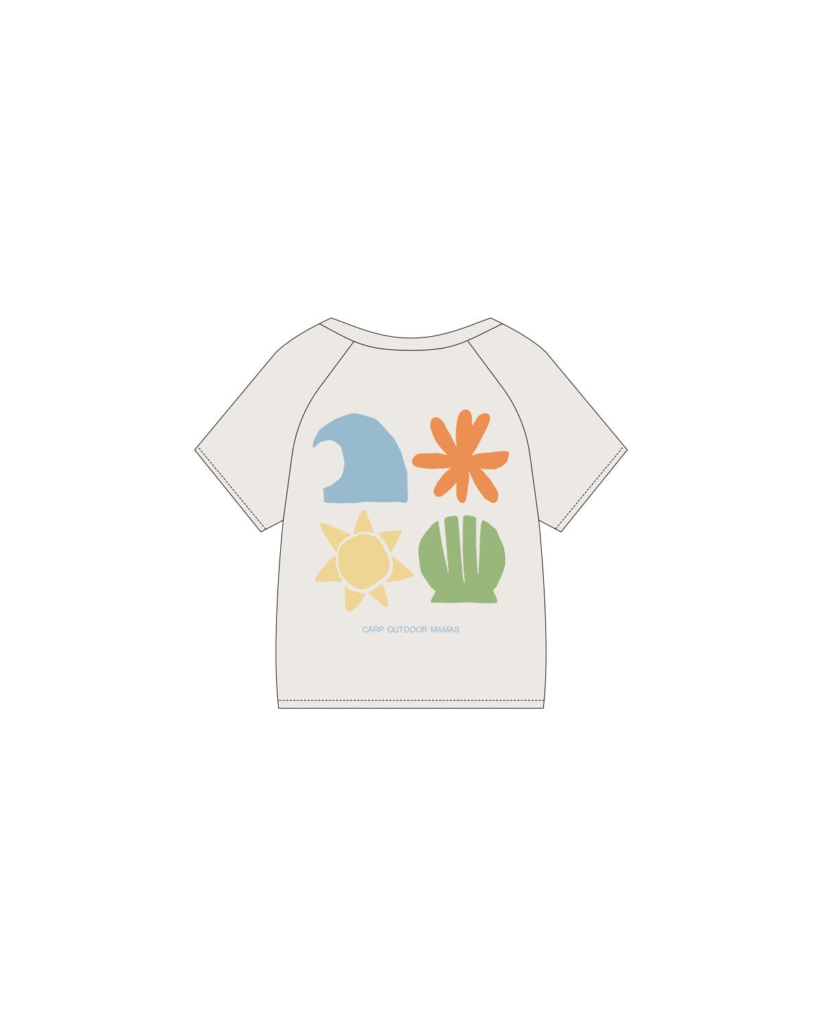 The Kids Tee - Bone - Carp Outdoor Mamas - Center Chest & Center Back Stacked - Printed - Full Color