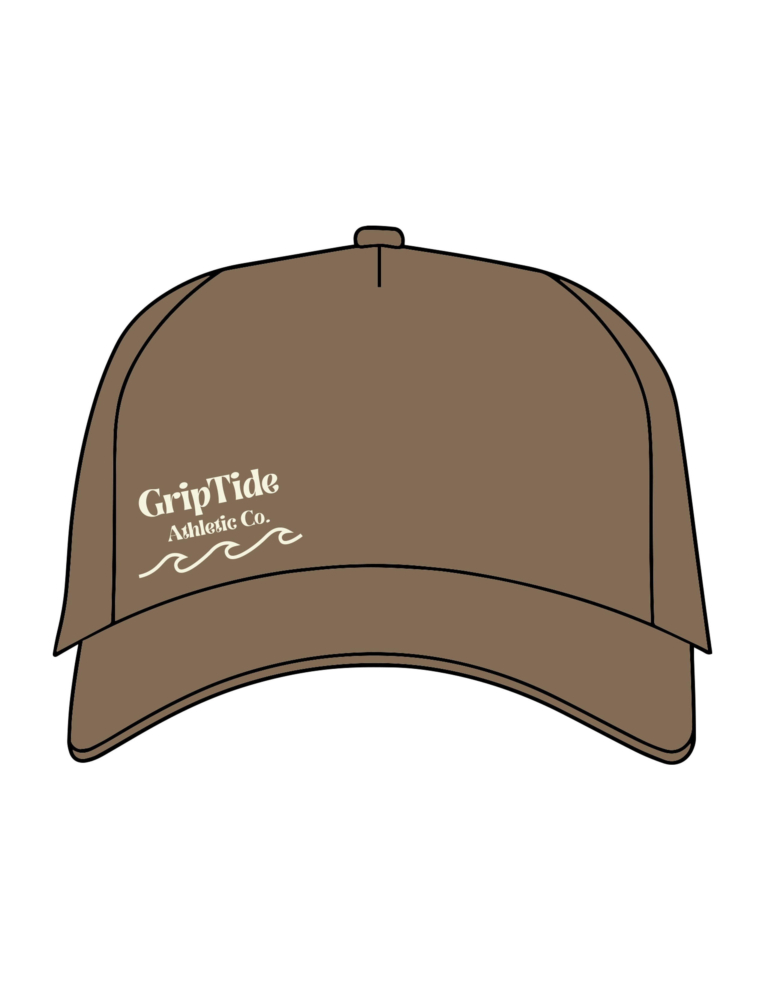 The Foam Trucker - Walnut - GripTide - Right Side Crown Stacked - Printed - Beige
