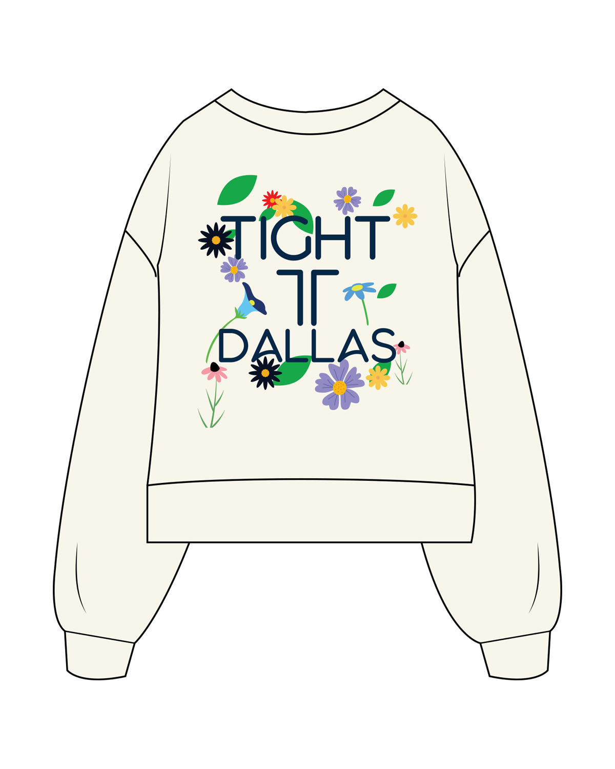 The Womens Heavyweight Crop - Off White - Tight Dallas - Left Chest - Full Back - Printed - Full Color