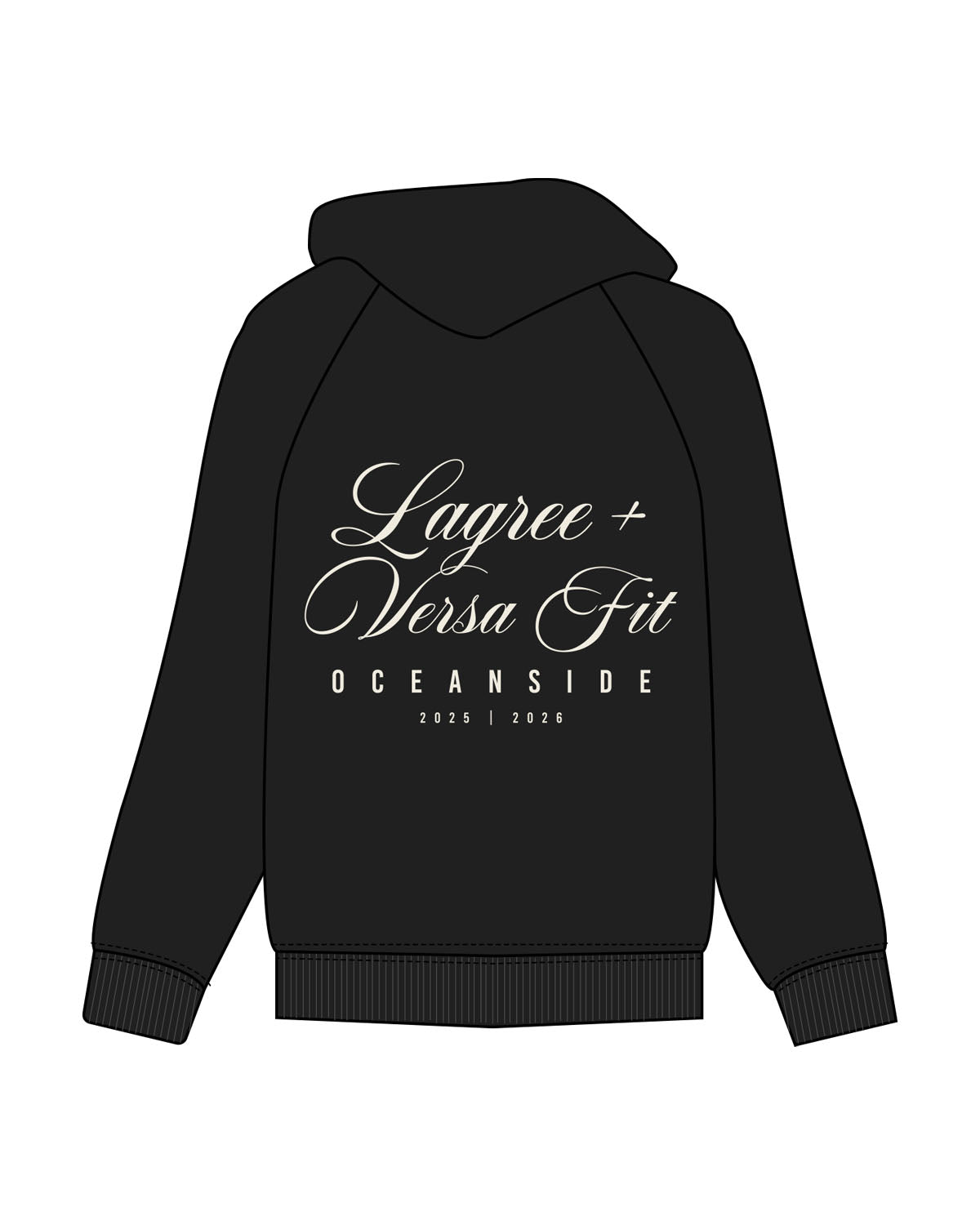 The Mens Hoodie - Black - Lagree Versa - Left Chest Stacked & Full Back - Printed - Off White