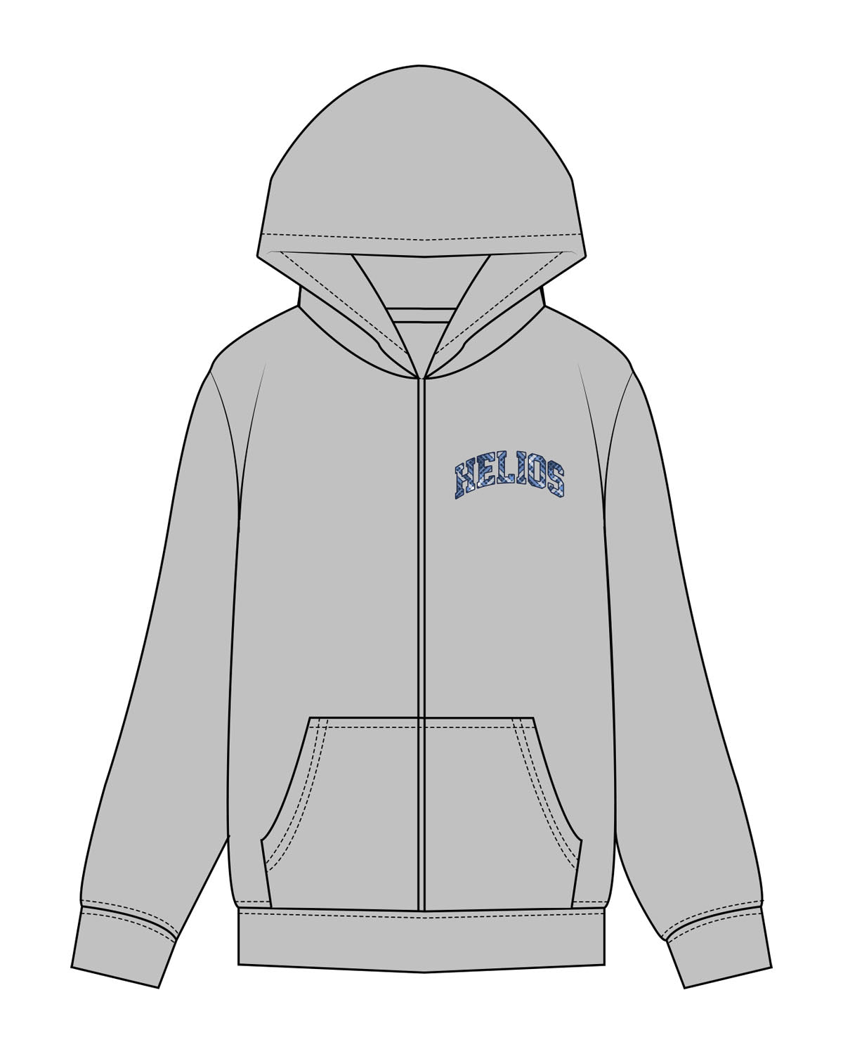 The Recycled Unisex Zip Hoodie - Heather - Helios - Left Chest - Printed - Full Color